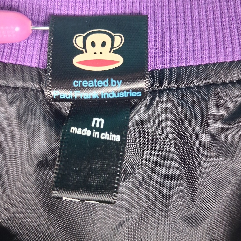 Paul Frank Kawaii Bomber Jacket Girls Medium Satin Purple Harajuku - Picture 3 of 15